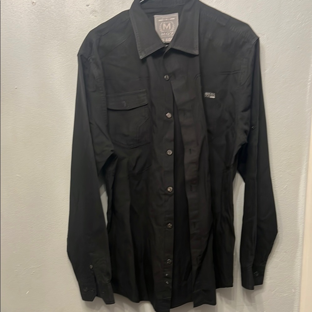 Most MO7 Black Casual Button Down Shirt
